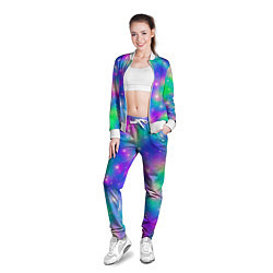 Олимпийка женская Яркий космос розово-синий с вкраплениями зеленого, цвет: 3D-белый — фото 2