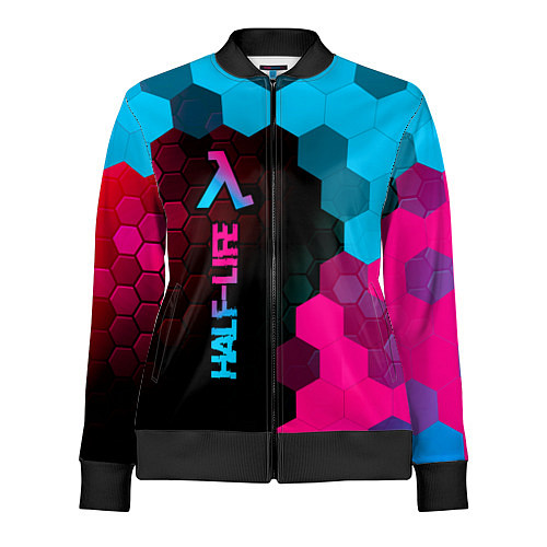 Женская олимпийка Half-Life - neon gradient: по-вертикали / 3D-Черный – фото 1