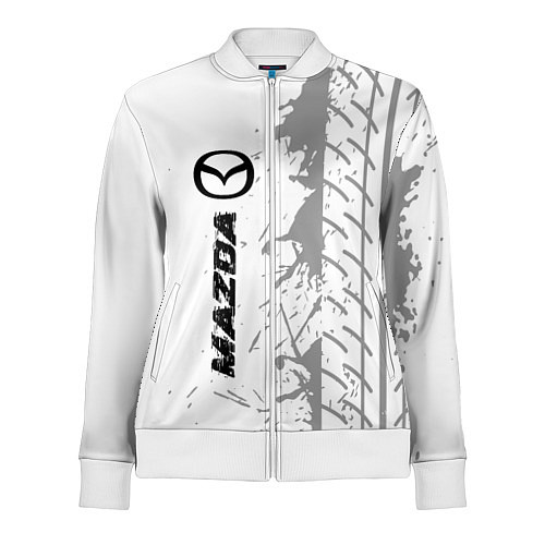 Женская олимпийка Mazda speed на светлом фоне со следами шин: по-вер / 3D-Белый – фото 1