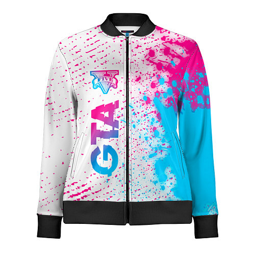Женская олимпийка GTA neon gradient style: по-вертикали / 3D-Черный – фото 1