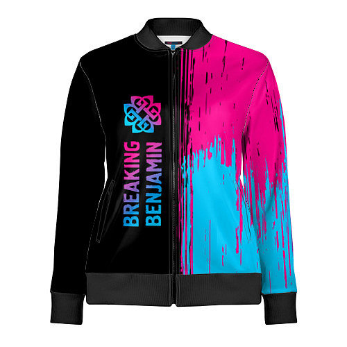 Женская олимпийка Breaking Benjamin - neon gradient: по-вертикали / 3D-Черный – фото 1