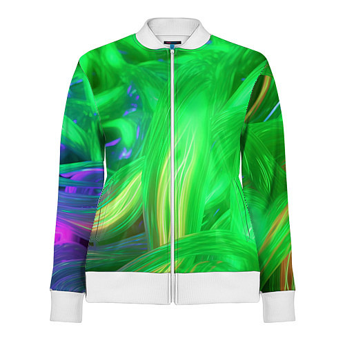 Женская олимпийка Зеленая абстракция / 3D-Белый – фото 1