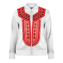 Олимпийка женская Красная славянская вышиванка, цвет: 3D-белый