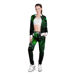 Олимпийка женская Объемные зеленые абстракции, цвет: 3D-белый — фото 2