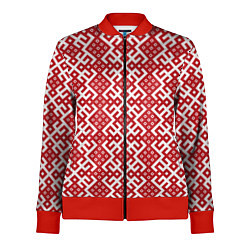 Олимпийка женская Макошь - славянские обережные узоры, цвет: 3D-красный