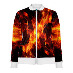 Олимпийка женская Огонь на черном фоне, цвет: 3D-белый