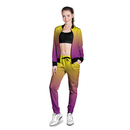 Женская олимпийка Желто-фиолетовый градиент / 3D-Черный – фото 3