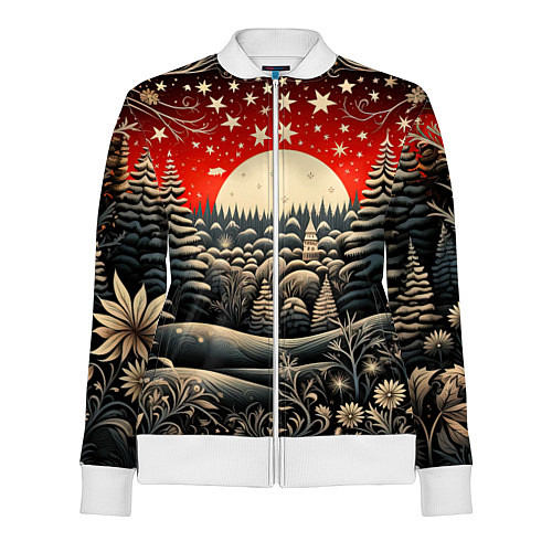 Женская олимпийка Новогодняя сказка зимний рисунок / 3D-Белый – фото 1