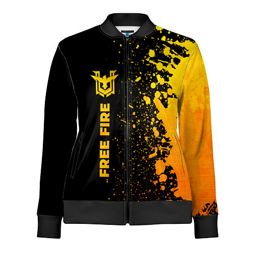 Женская олимпийка Free Fire - gold gradient по-вертикали / 3D-Черный – фото 1