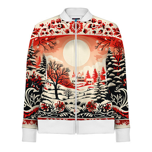 Женская олимпийка Новогодние орнаменты / 3D-Белый – фото 1