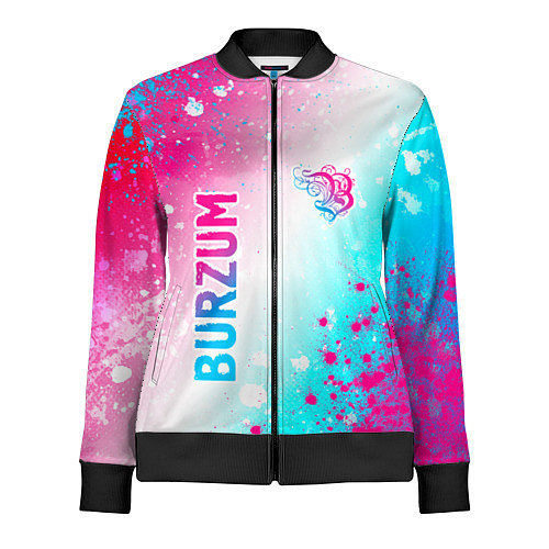 Женская олимпийка Burzum neon gradient style вертикально / 3D-Черный – фото 1