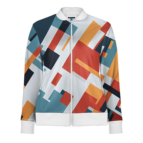 Женская олимпийка Геометрический узор - нейросеть / 3D-Белый – фото 1