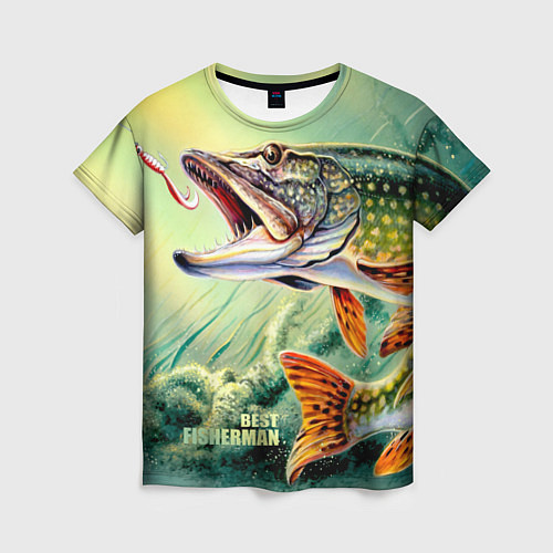Женская футболка Лучший щучий рыбак / 3D-принт – фото 1