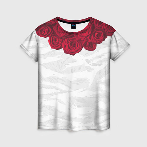 Женская футболка Roses White / 3D-принт – фото 1