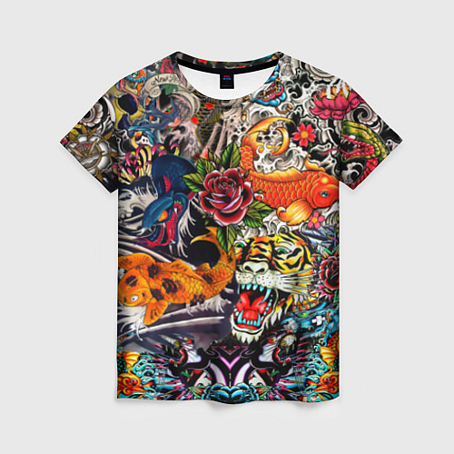 Женская футболка Dsquared tatoo / 3D-принт – фото 1