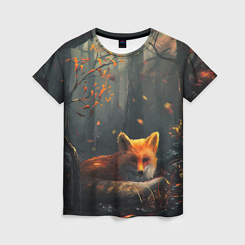 Женская футболка Лисица в лесу / 3D-принт – фото 1