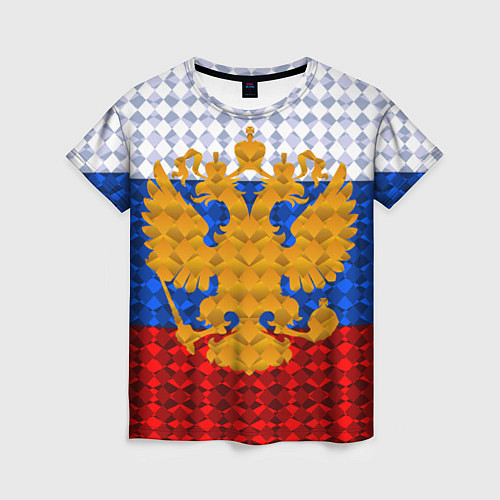 Женская футболка Россия: полигоны / 3D-принт – фото 1