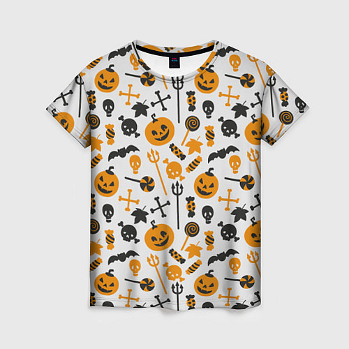 Женская футболка Узор Halloween / 3D-принт – фото 1