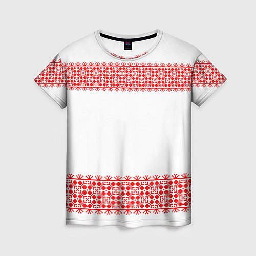 Женская футболка Славянский орнамент (на белом) / 3D-принт – фото 1