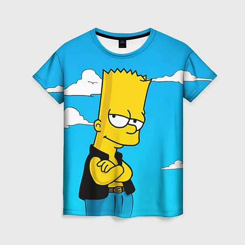 Женская футболка Задумчивый Барт / 3D-принт – фото 1