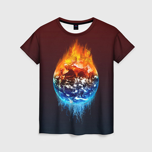 Женская футболка Огонь против воды / 3D-принт – фото 1