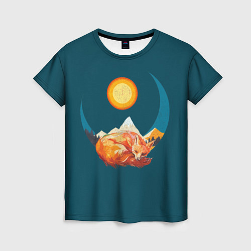 Женская футболка Лиса под солнцем / 3D-принт – фото 1