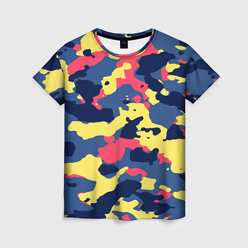 Женская футболка Разноцветный камуфляж / 3D-принт – фото 1