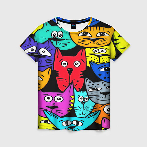 Женская футболка Кошачьи мордочки / 3D-принт – фото 1