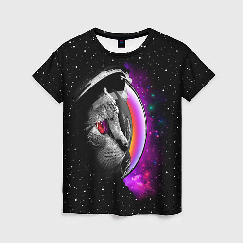 Женская футболка Космический кот / 3D-принт – фото 1