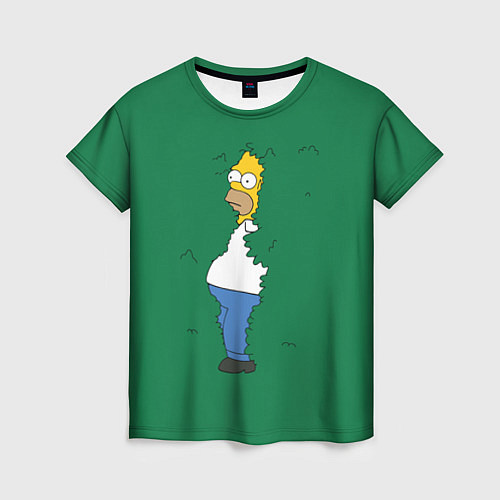 Женская футболка Гомер в кустах / 3D-принт – фото 1