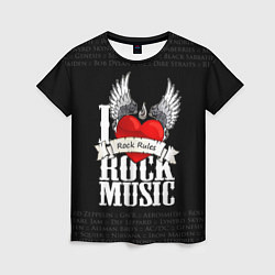 Женская футболка I Love Rock Music