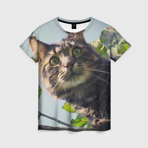 Женская футболка Юный кот-оxотник / 3D-принт – фото 1