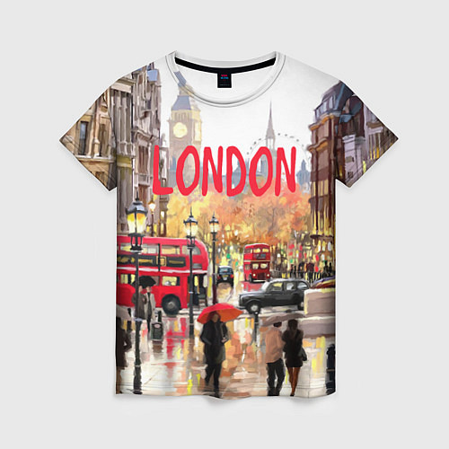 Женская футболка Дождливый Лондон / 3D-принт – фото 1