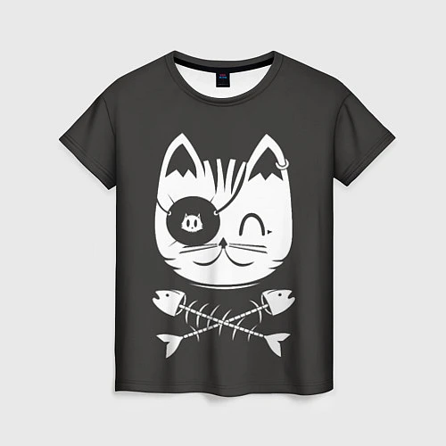 Женская футболка Кот пират / 3D-принт – фото 1