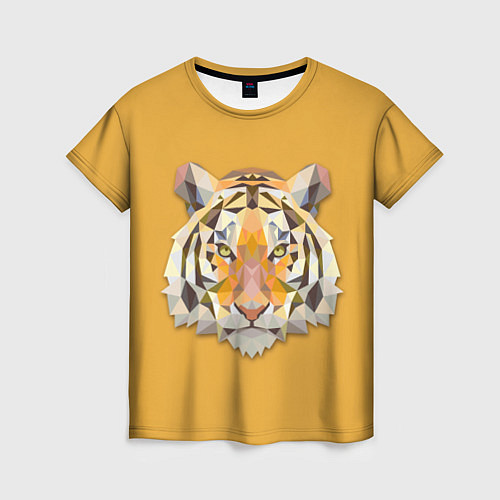 Женская футболка Геометрический тигр / 3D-принт – фото 1