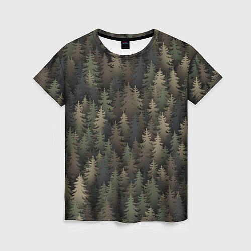 Женская футболка Лесной камуфляж / 3D-принт – фото 1