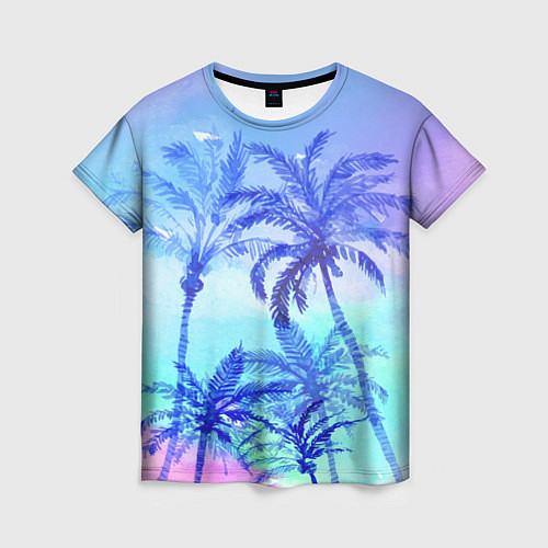 Женская футболка Неоновые пальмы / 3D-принт – фото 1
