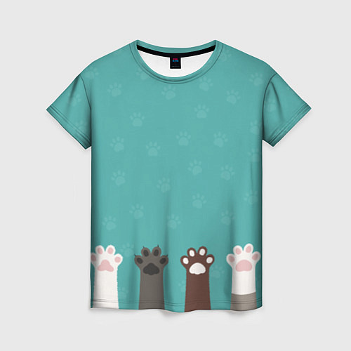 Женская футболка Лапки котеек / 3D-принт – фото 1