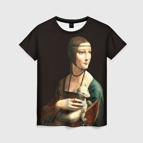 Женская футболка Дама с горностаем / 3D-принт – фото 1