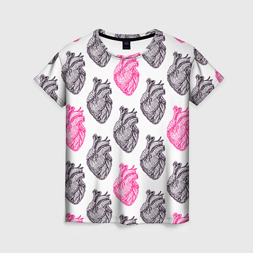 Женская футболка Сердца 1 / 3D-принт – фото 1