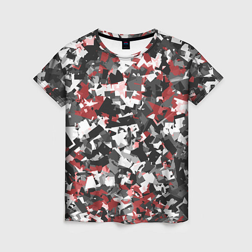 Женская футболка Камуфляж: серый/красный / 3D-принт – фото 1