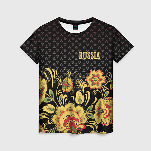 Женская футболка Russia: black edition / 3D-принт – фото 1