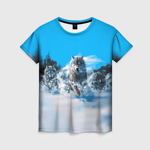 Женская футболка Волчья охота / 3D-принт – фото 1