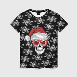 Футболка женская Santa Skull хипстер, цвет: 3D-принт