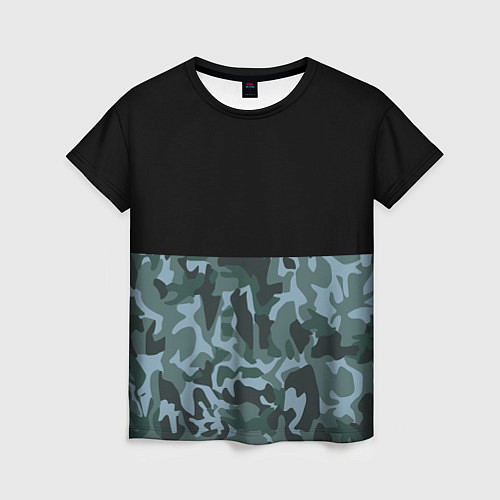 Женская футболка Камуфляж: черный/синий / 3D-принт – фото 1