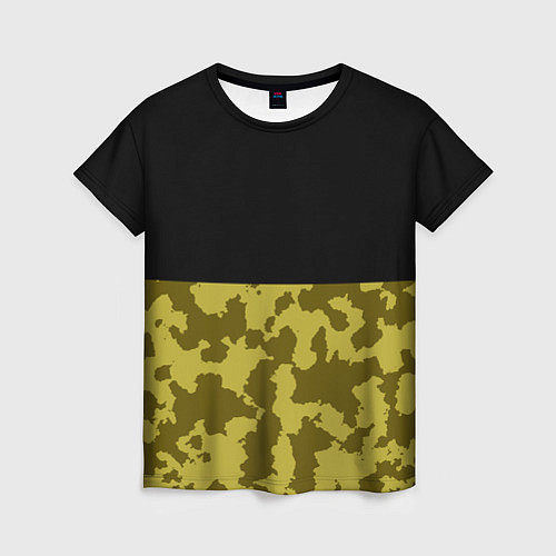 Женская футболка Камуфляж: черный/болотный / 3D-принт – фото 1