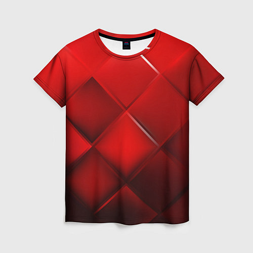 Женская футболка Red squares / 3D-принт – фото 1