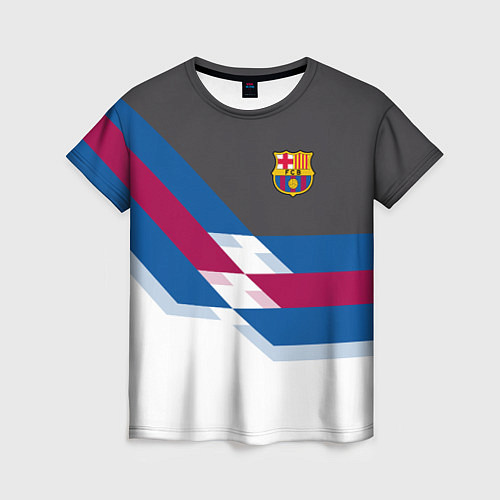 Женская футболка Barcelona FC: White style / 3D-принт – фото 1