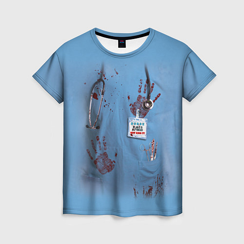 Женская футболка Костюм врача кровь / 3D-принт – фото 1