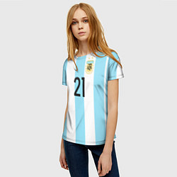 Футболка женская Сборная Аргентины: Диабола ЧМ-2018, цвет: 3D-принт — фото 2